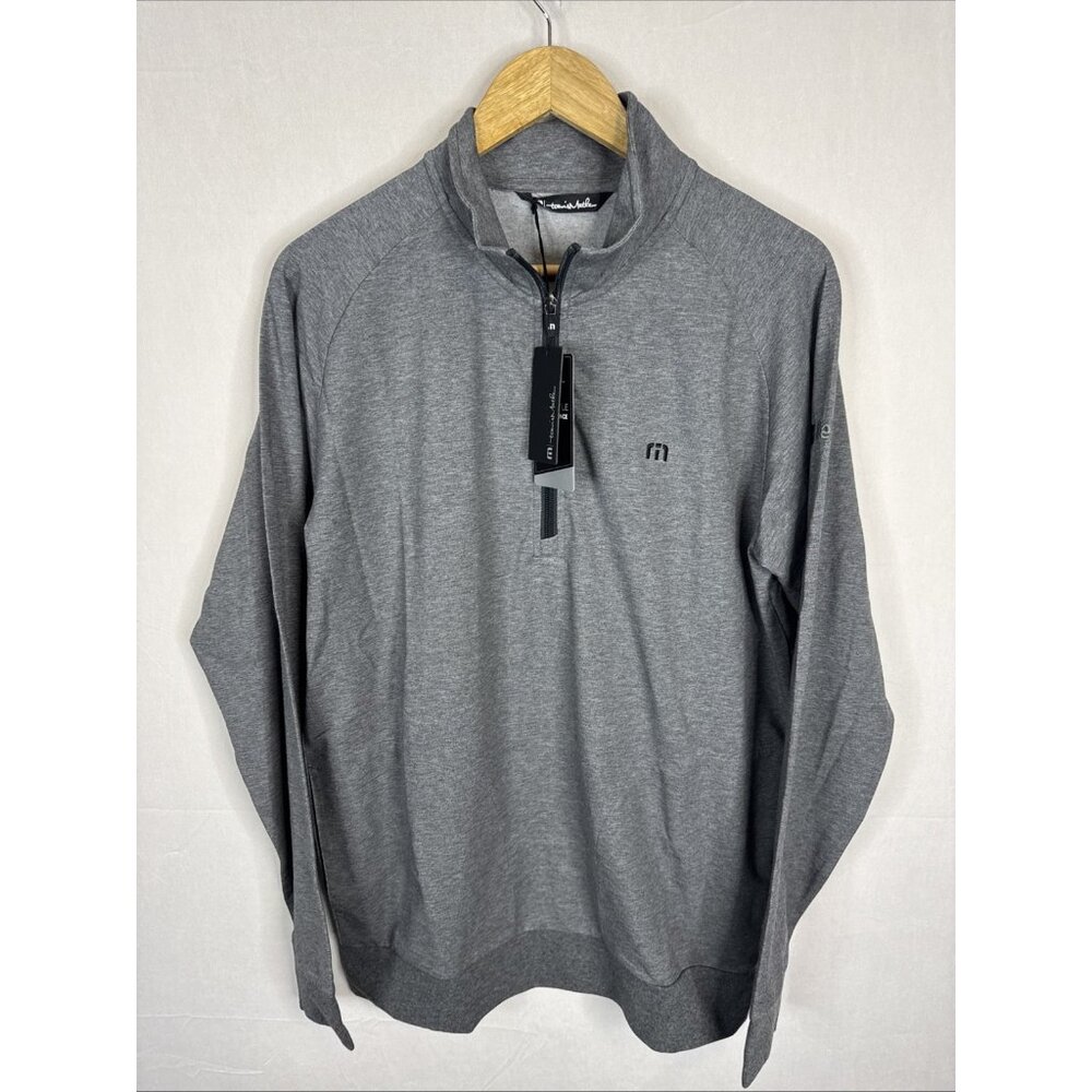 TravisMathew Men's Gray Quarter-Zip Performance Pullover